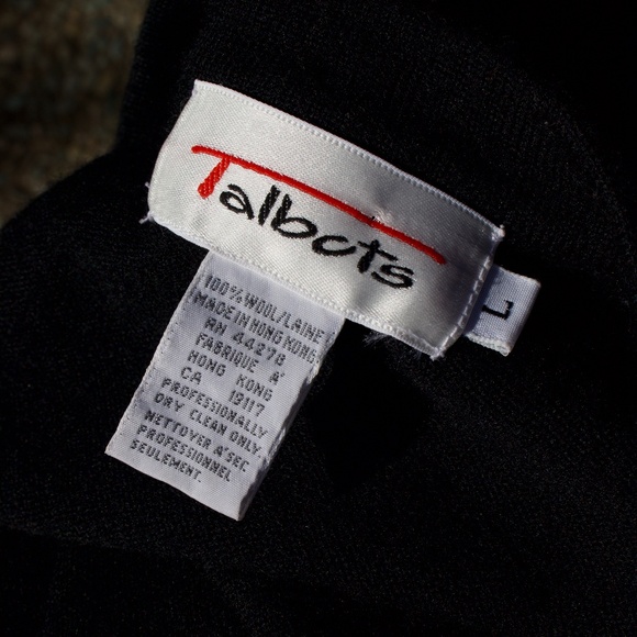 Vintage Talbots 100% Wool Beaded & Lace Knitted Black Button Down Vest Size L - Picture 15 of 16